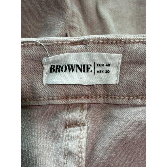 Pink Flared Cargo Pants Women Size 40 By Brownie Made In Spain Cotton Blend - Picture 3 of 8